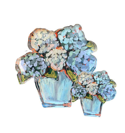Blue Hydrangeas acrylic in vase large and bitty