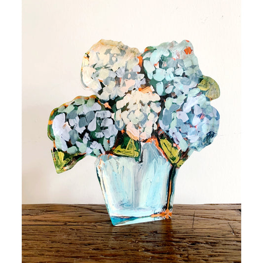 Blue Hydrangeas in vase acrylic