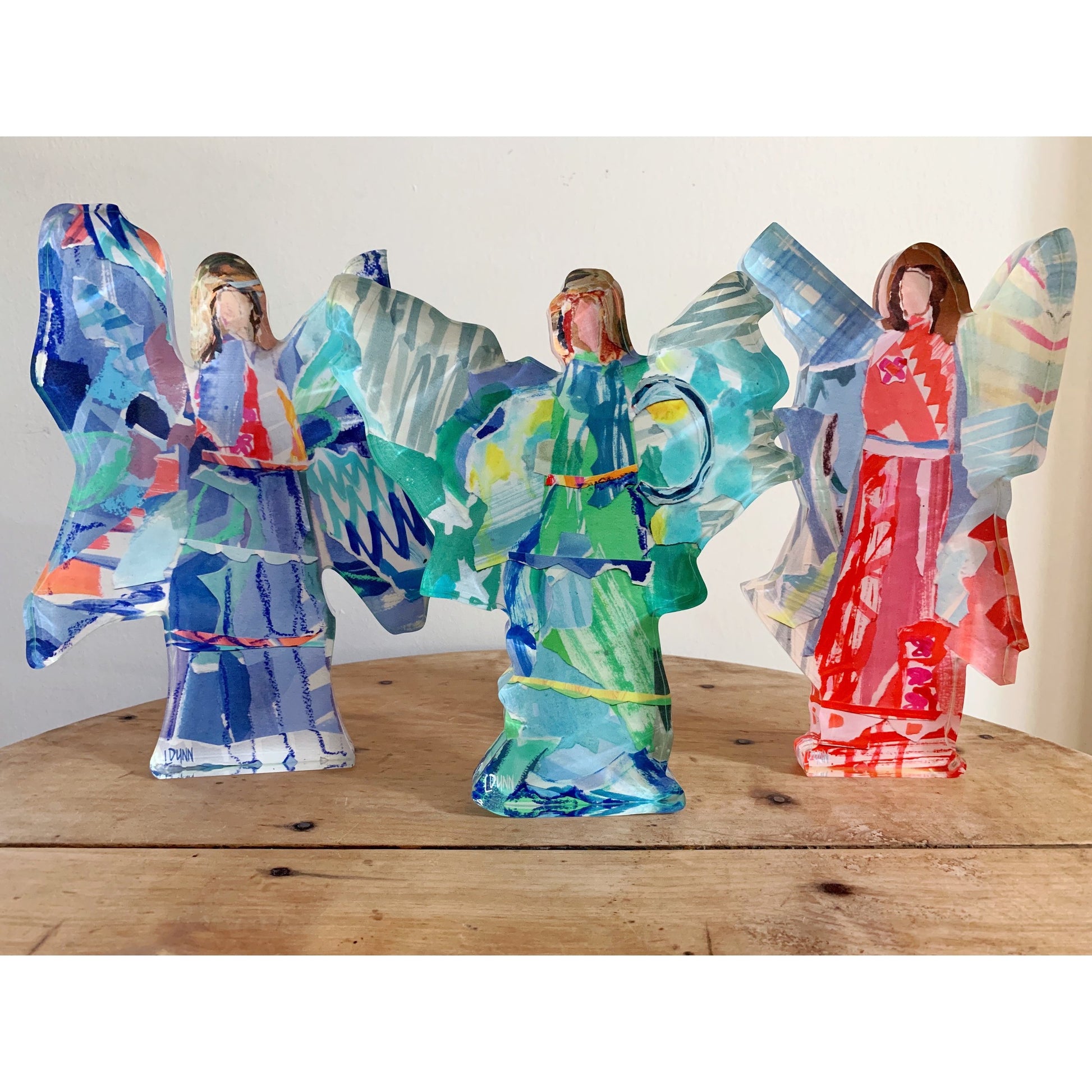 collage acrylic angels with wings
